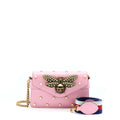 GUCCI PEARL STUDDED MINI BROADWAY BEE SHOULDER BAG PINK GHW