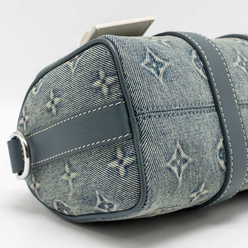 LOUIS VUITTON KEEPALL BANDOULIERE 25 WASHED DENIM CANVAS BLUE SHW