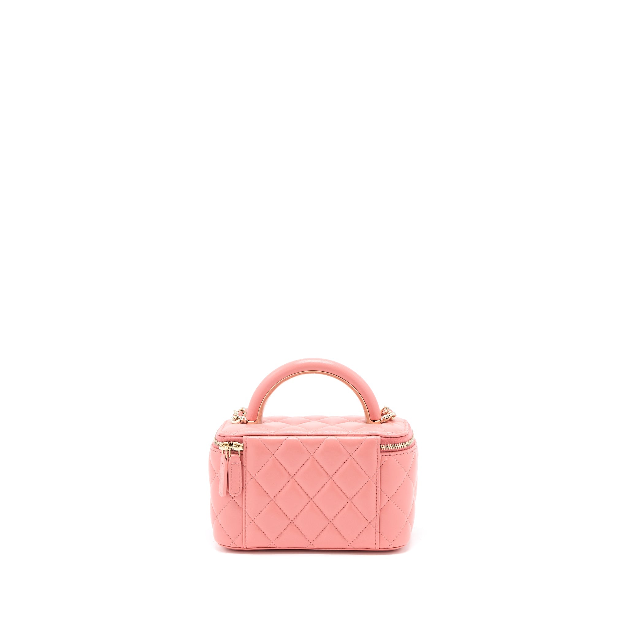 CHANEL 22A TOP HANDLE LONG VANITY CASE LAMBSKIN PINK LGHW (MICROCHIP)