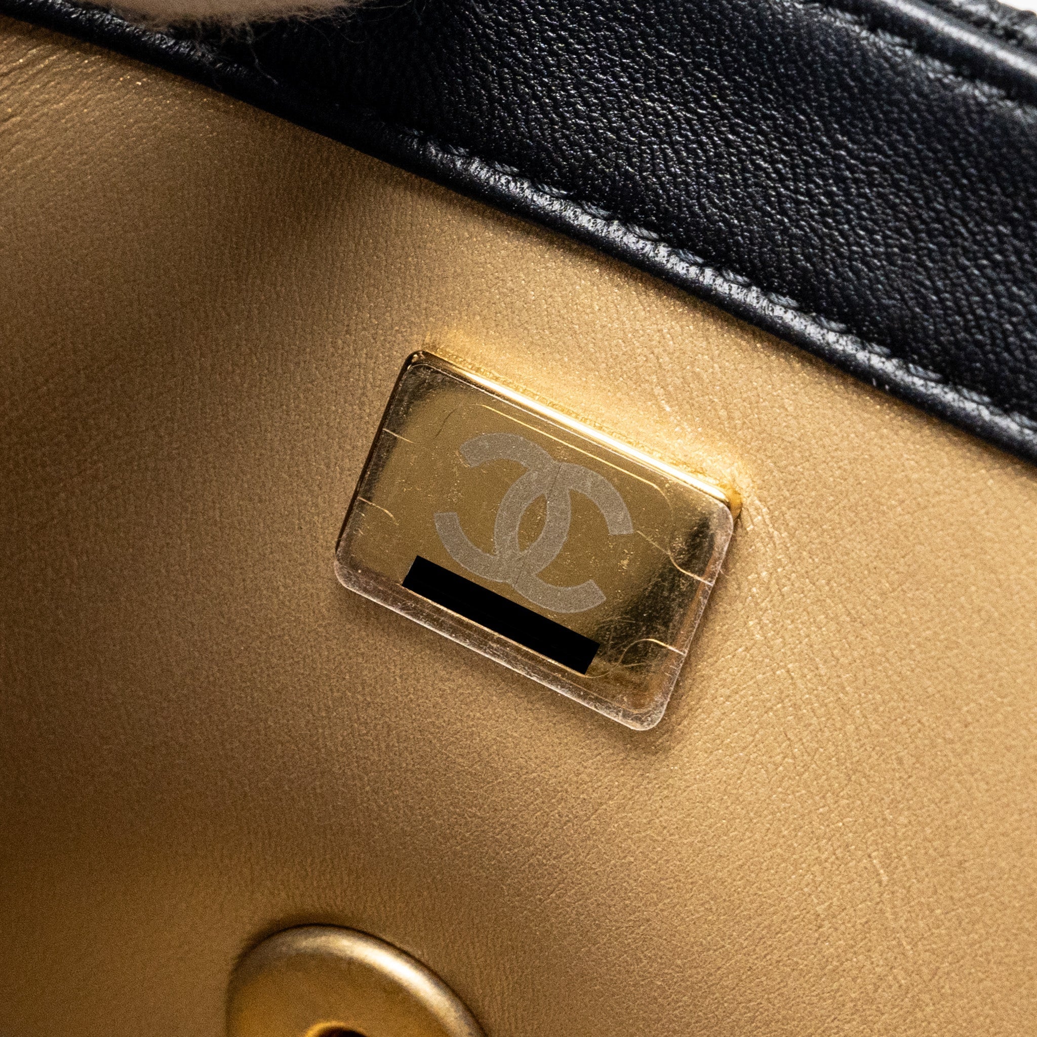 CHANEL PEARL CRUSH MINI RECTANGULAR FLAP BAG LAMBSKIN BLACK GHW (MICROCHIP)
