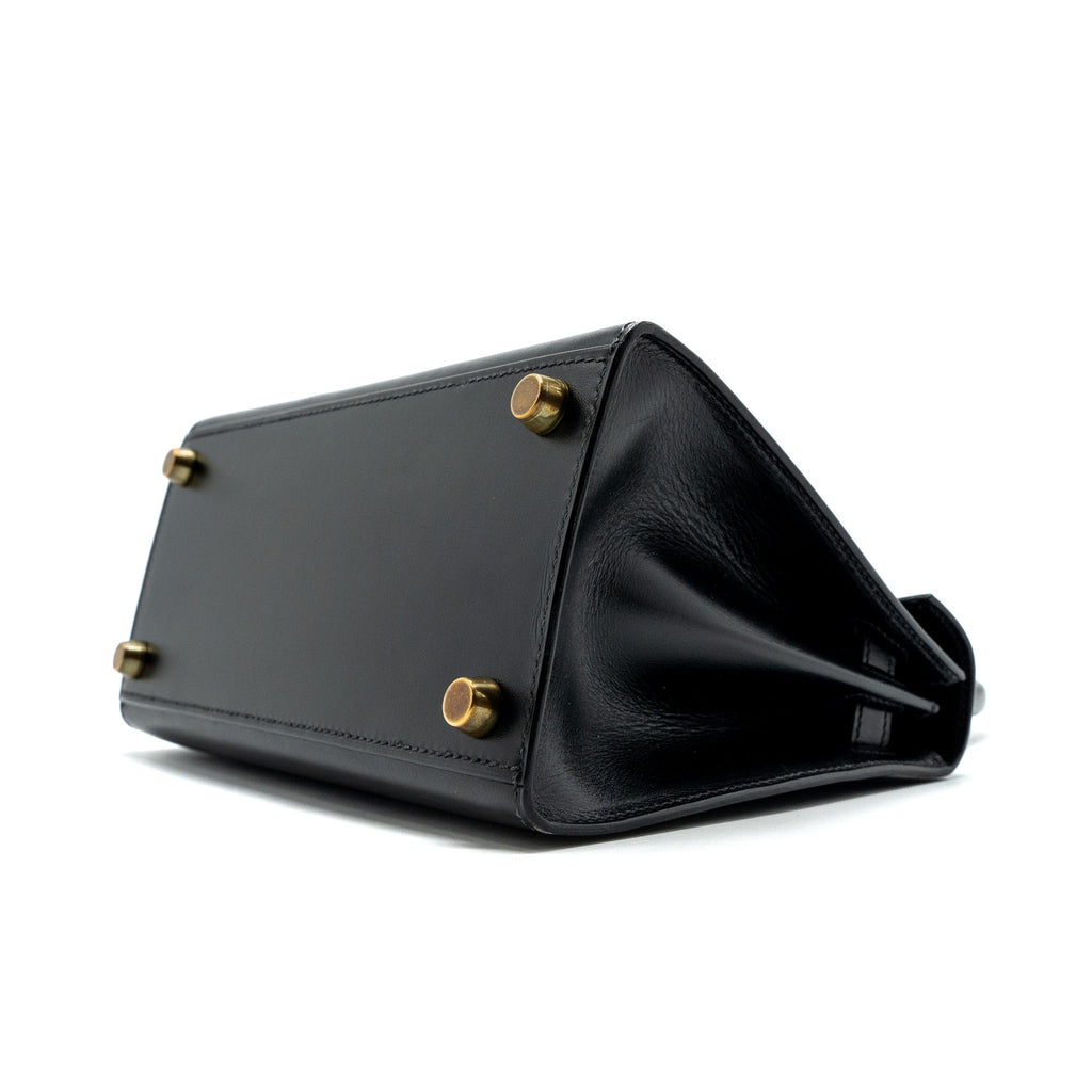 HERMES VINTAGE KELLY 20 BOX CALFSKIN BLACK GHW