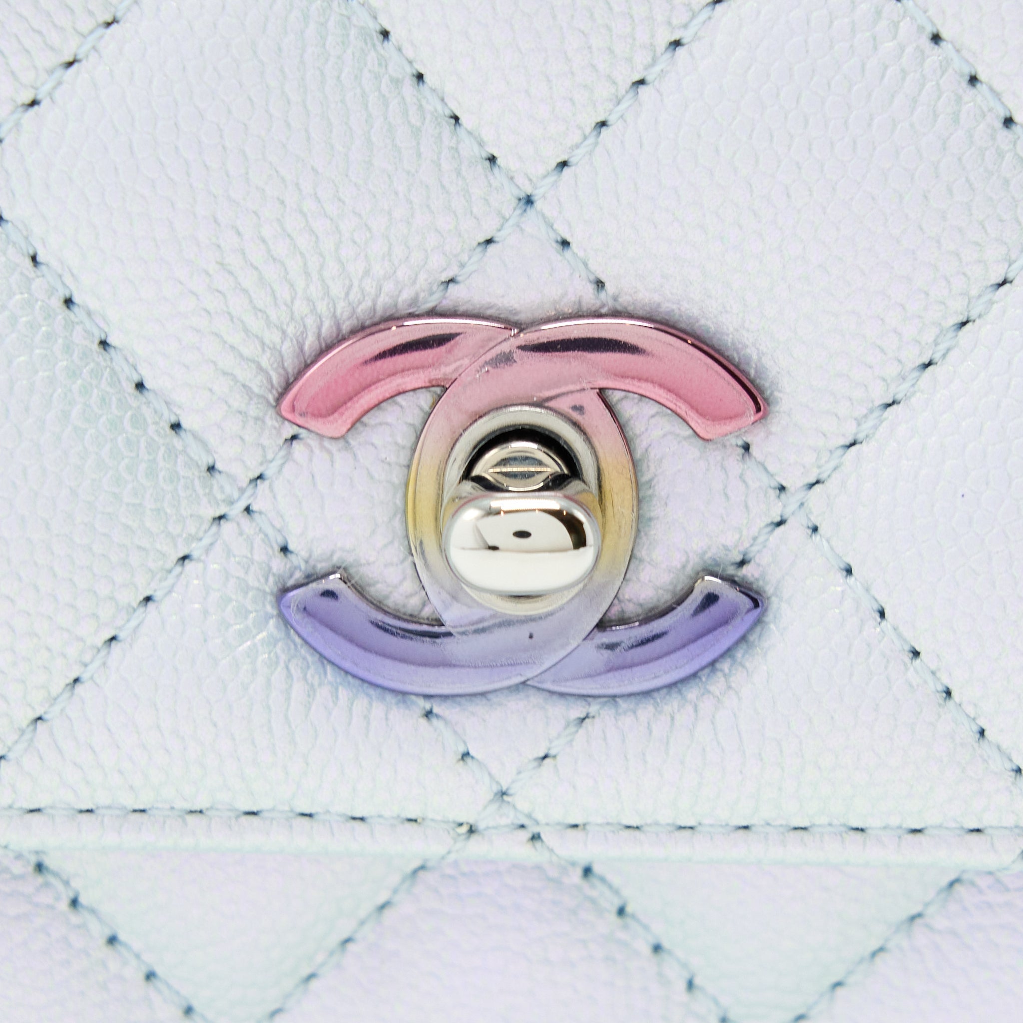 CHANEL SMALL COCO HANDLE OMBRÉ IRIDESCENT LIGHT BLUE MULTICOLOUR HARDWARE (MICROCHIP)