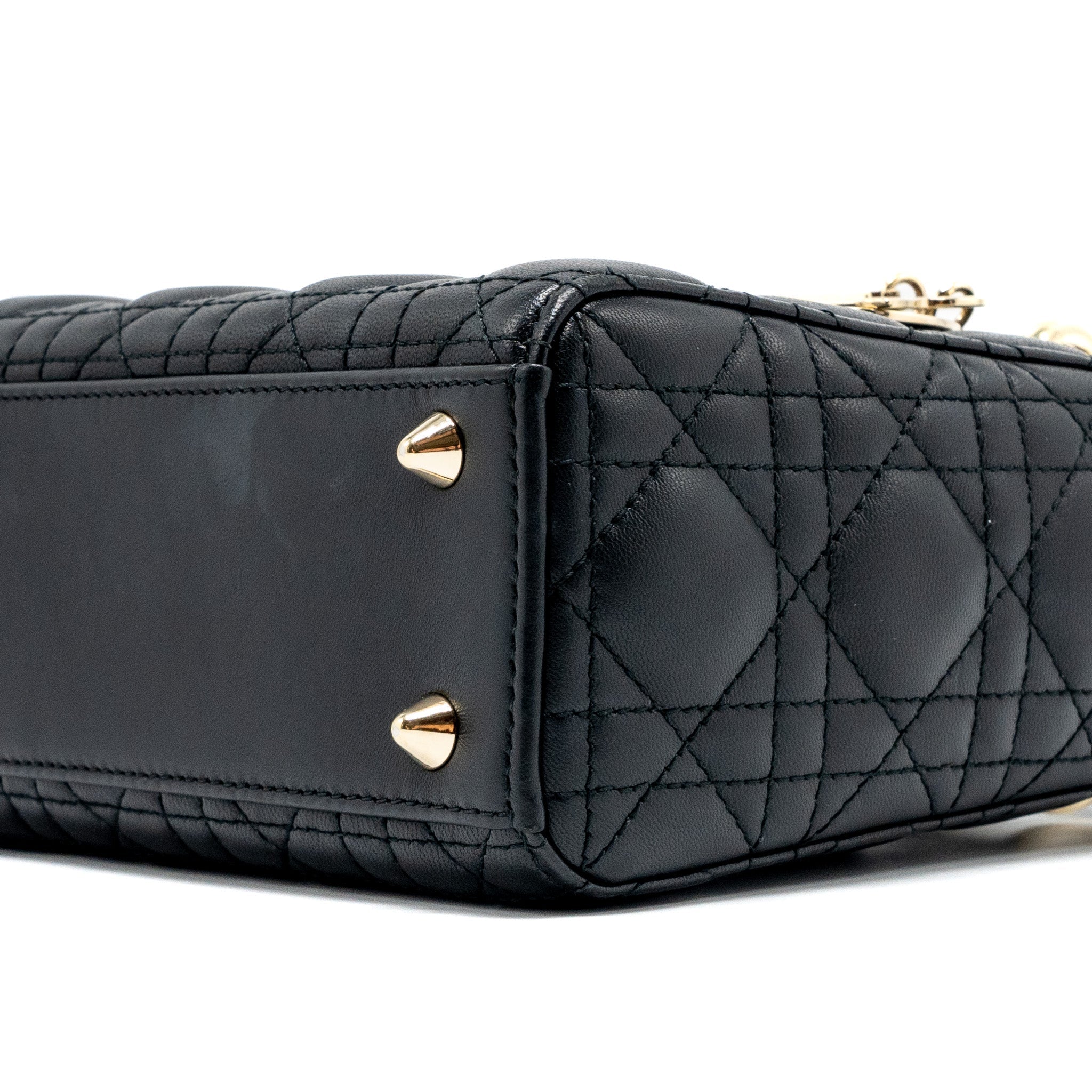 DIOR SMALL LADY DIOR BAG LAMBSKIN BLACK LGHW