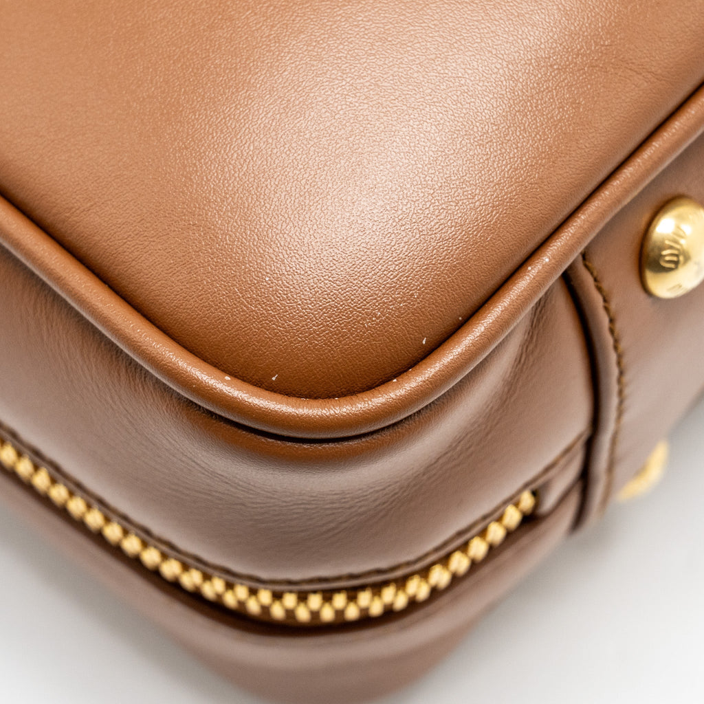 MIU MIU COGNAC ARCADIE LEATHER BAG GHW