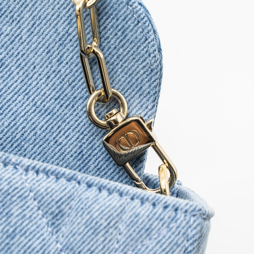 DIOR SMALL LADY D-JOY BAG MACROCANNAGE DENIM BLUE LGHW