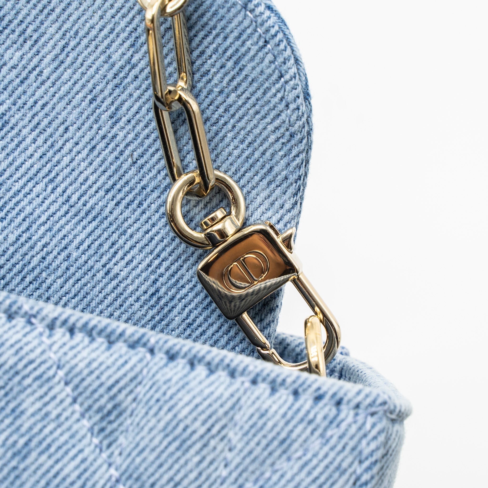 DIOR SMALL LADY D-JOY BAG MACROCANNAGE DENIM BLUE LGHW