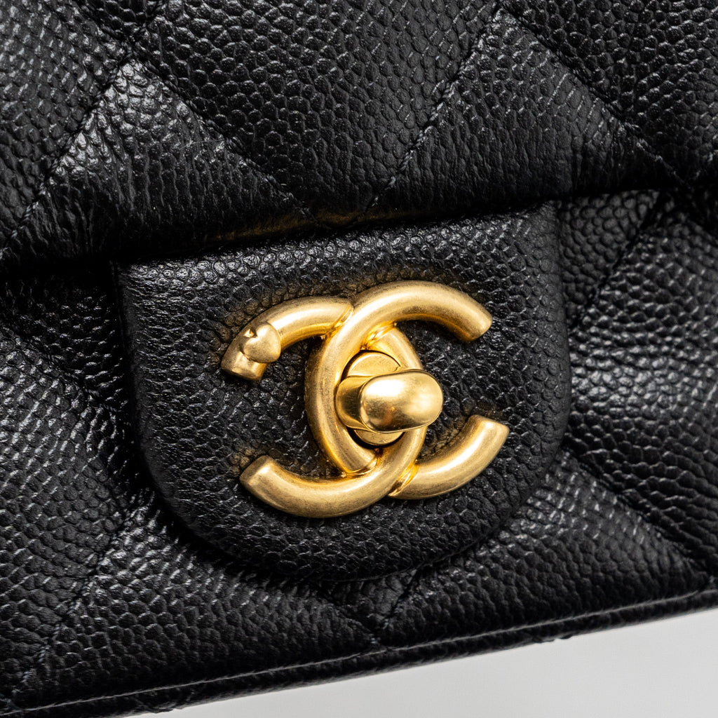 CHANEL 24P COCO LOVE MINI FLAP BAG ADJUSTABLE CHAIN CAVIAR BLACK GHW(MICROCHIP)