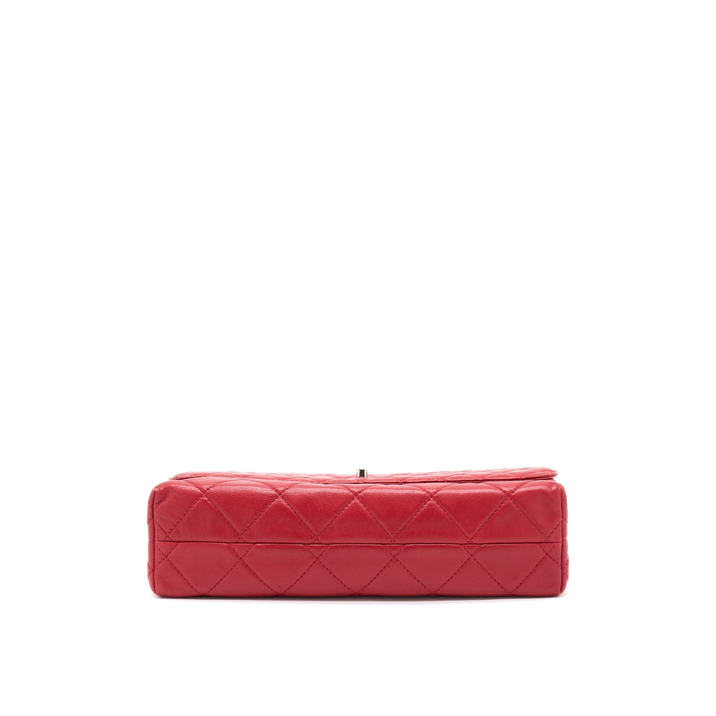 CHANEL LARGE FLAP BAG LAMBSKIN RED SHW
