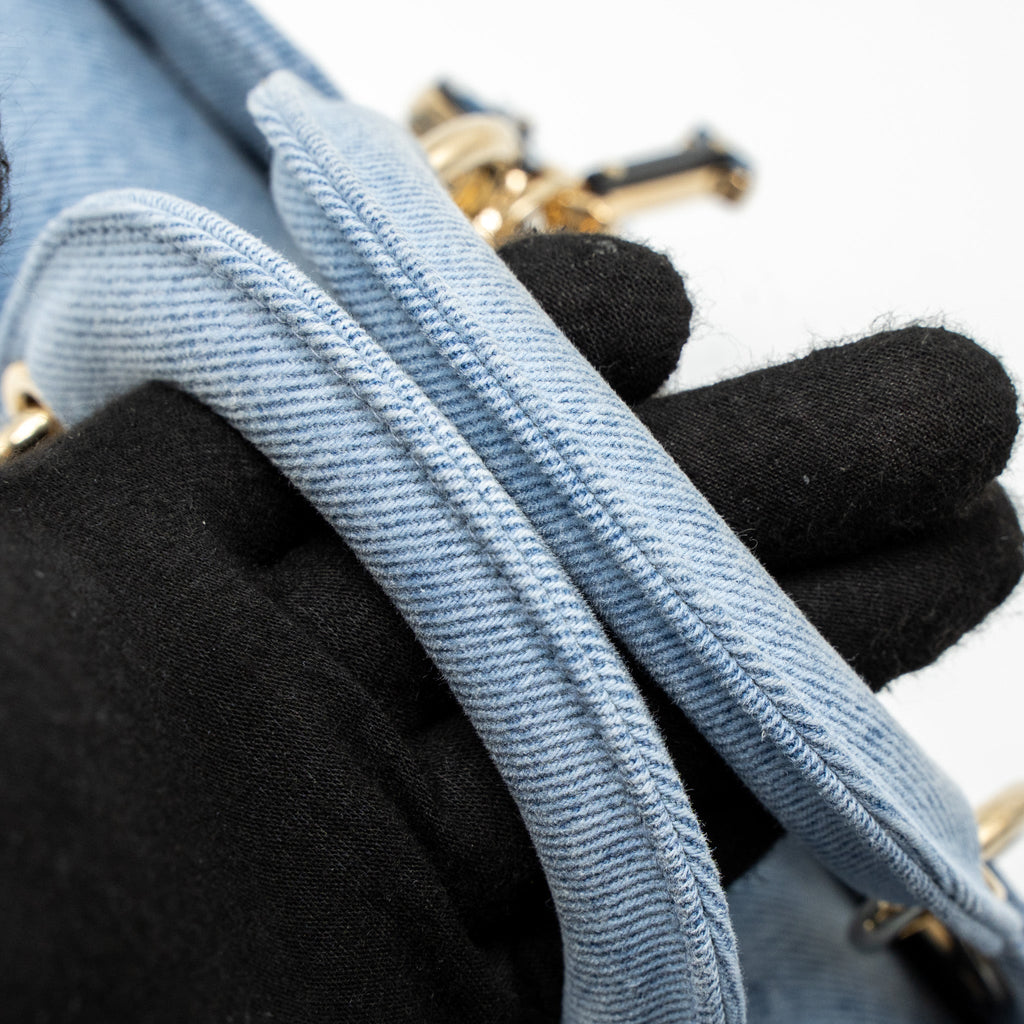 DIOR SMALL LADY D-JOY BAG MACROCANNAGE DENIM BLUE LGHW