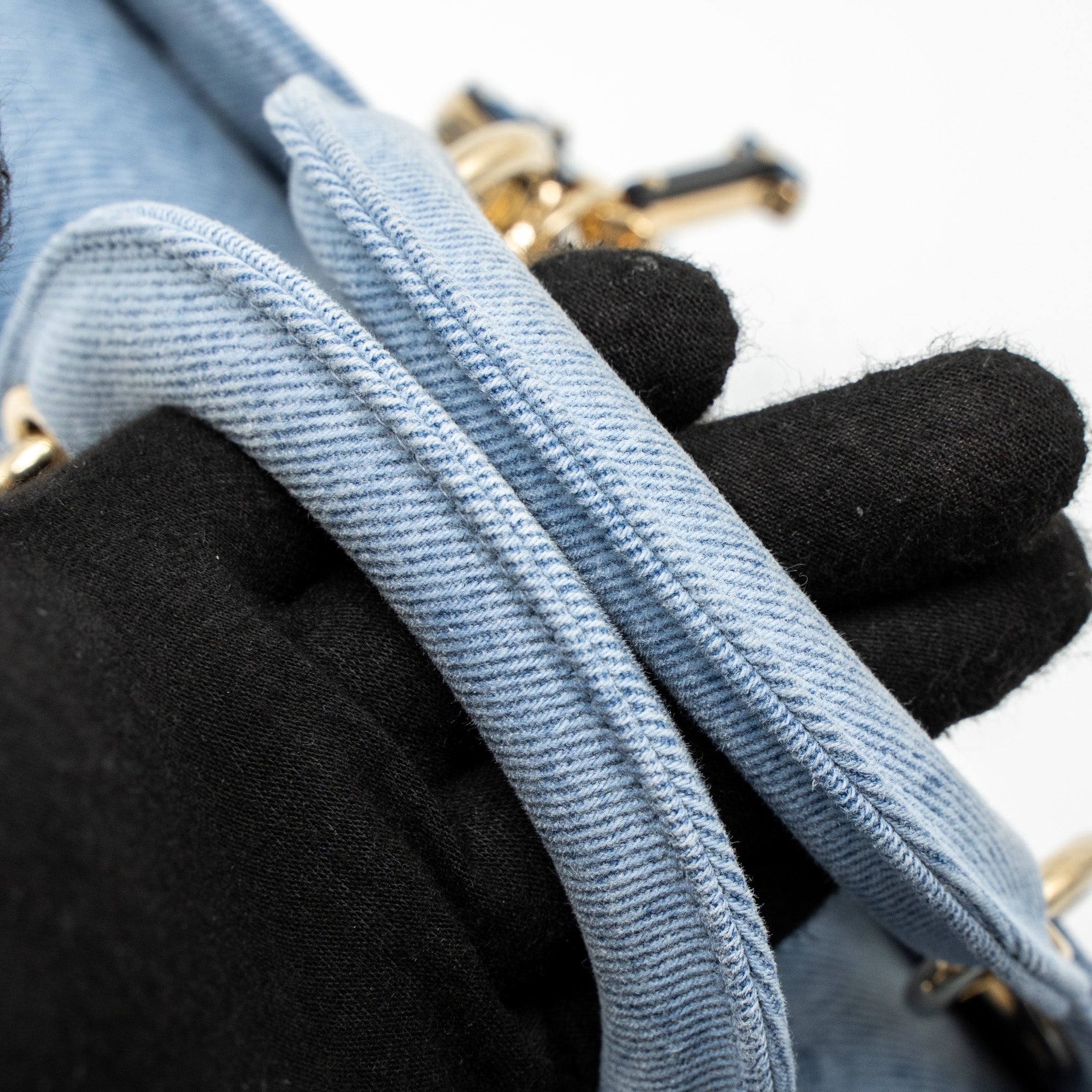 DIOR SMALL LADY D-JOY BAG MACROCANNAGE DENIM BLUE LGHW