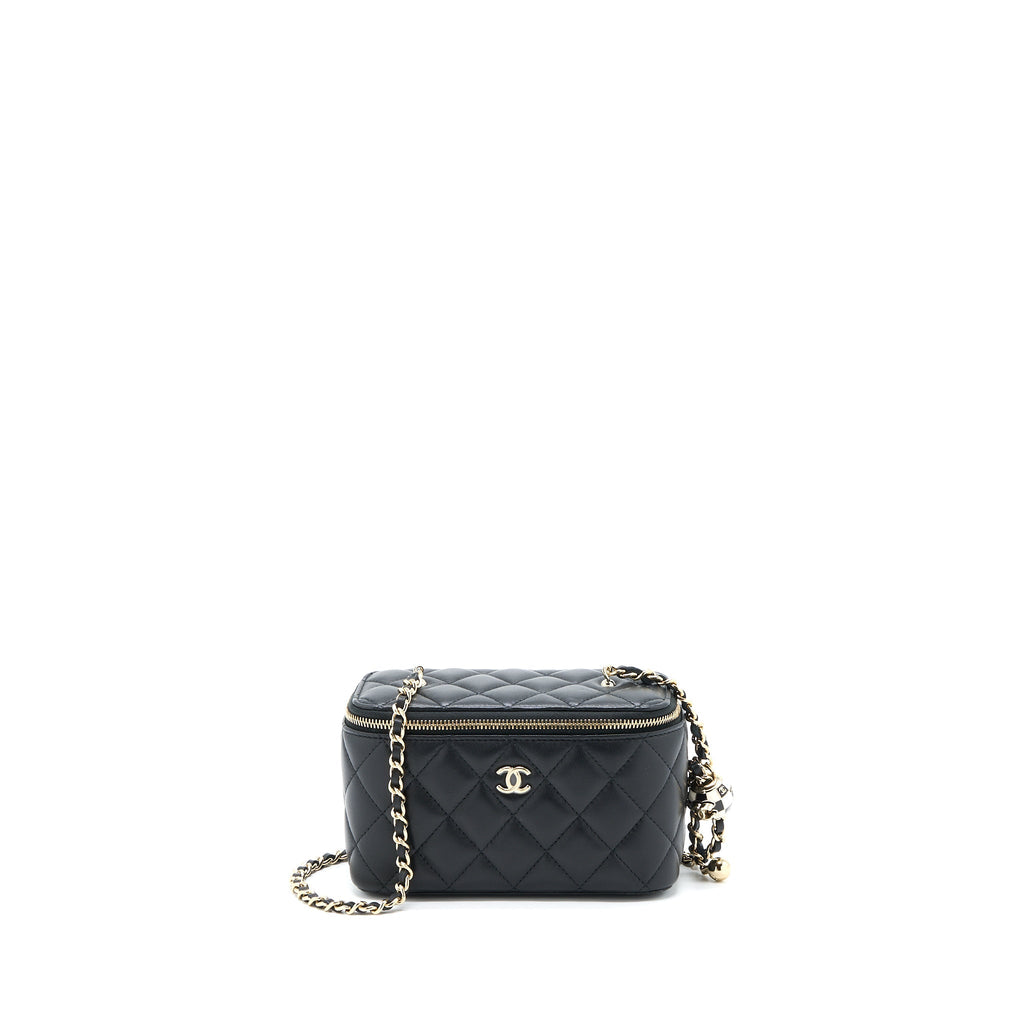 CHANEL 23C PEARL CRUSH LONG VANITY LAMBSKIN BLACK LGHW (MICROCHIP)