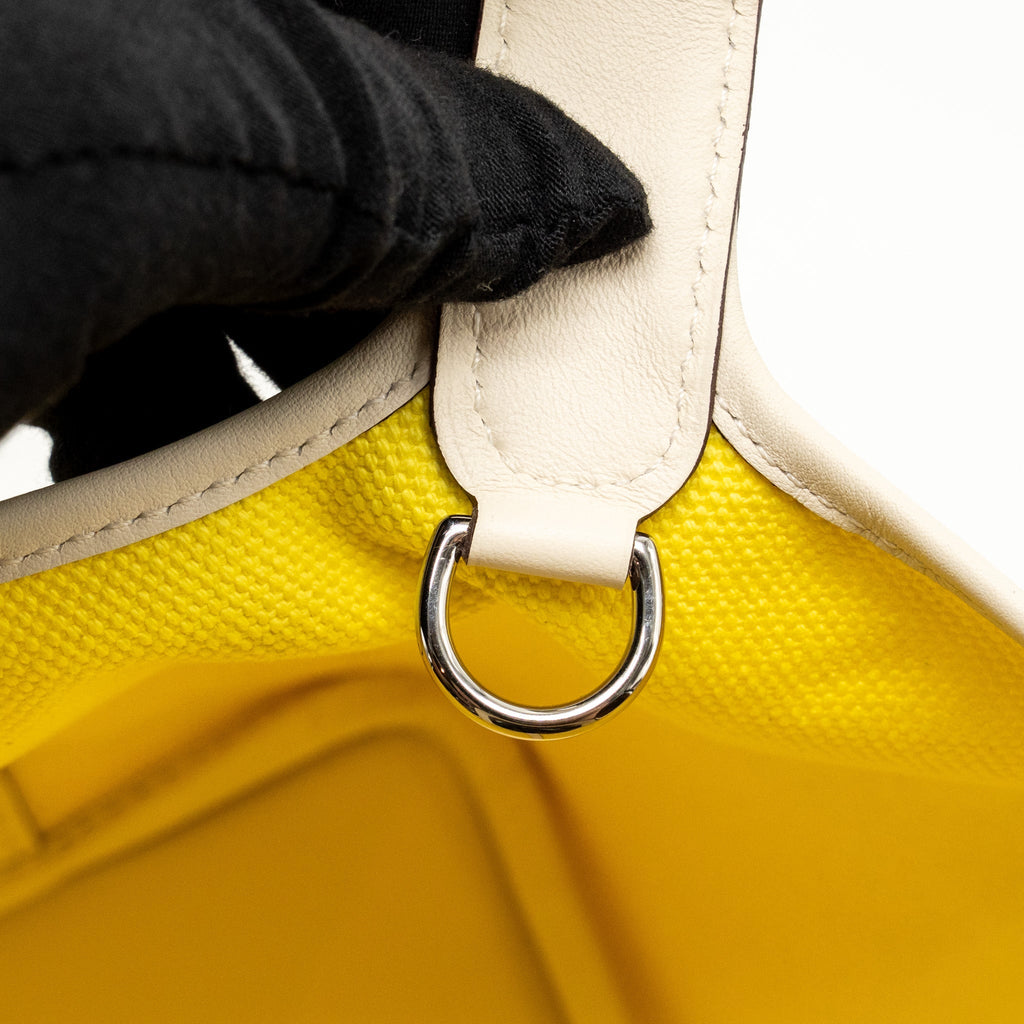 HERMES CARGO PICOTIN 18 LOCK BAG CANVAS/SWIFT JAUNE CITRON/NATA SHW