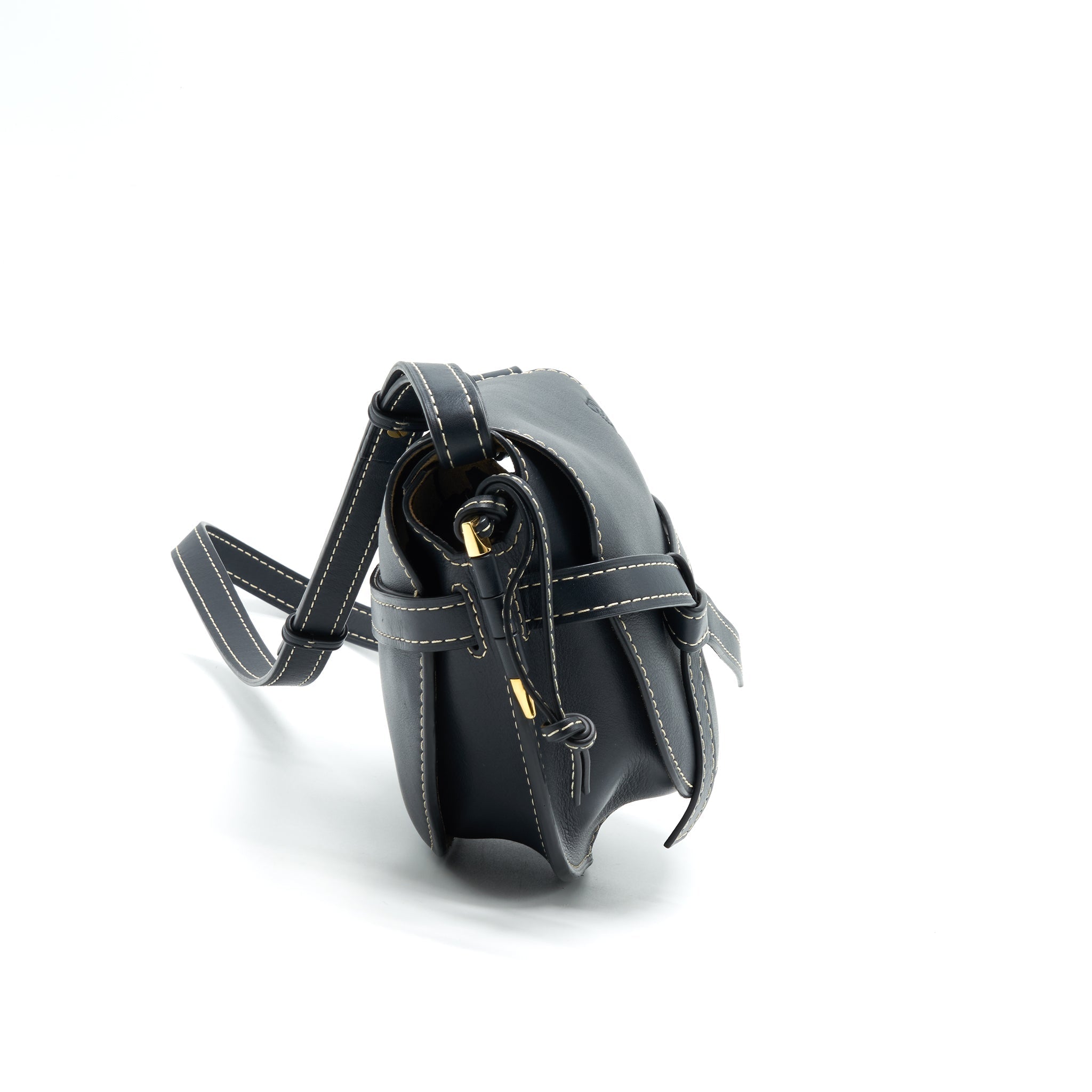 LOEWE SMALL GATE LEATHER SADDLE BAG MIDNIGHT BLUE
