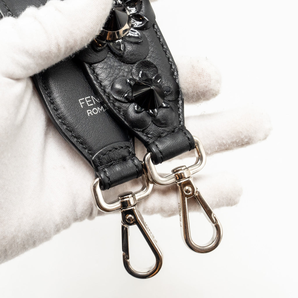FENDI PEEKABOO X-LITE MEDIUM CALFSKIN BLACK GHW WITH FLOWERLAND STRAP