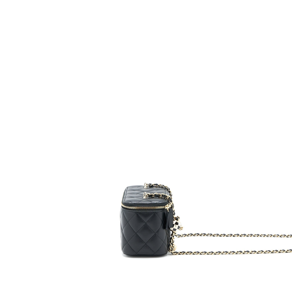 CHANEL 23C PEARL CRUSH LONG VANITY LAMBSKIN BLACK LGHW (MICROCHIP)