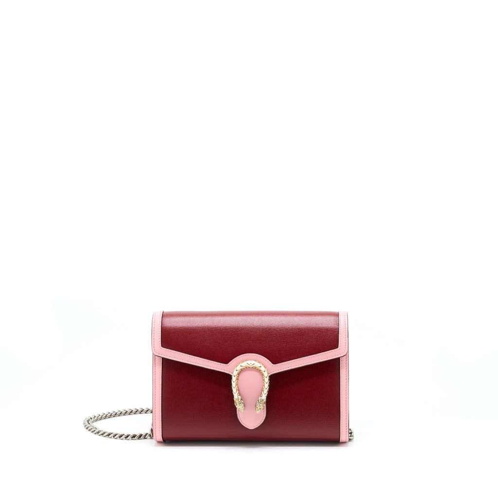 GUCCI DIONYSUS CHAIN WALLET RED/PINK WITH MULTICOLOUR HARDWARE