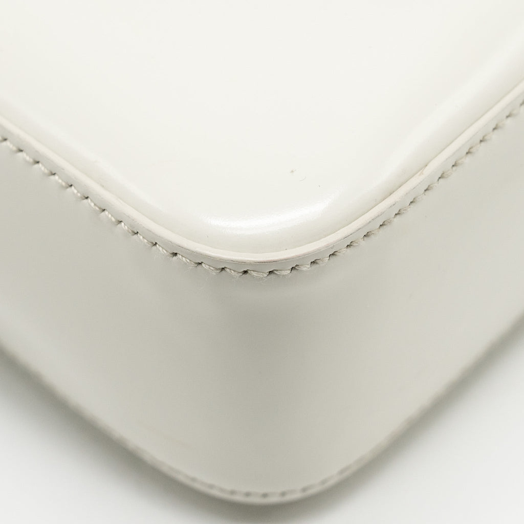 PRADA SMALL BRUSHED LEATHER TOTE BAG WHITE SHW