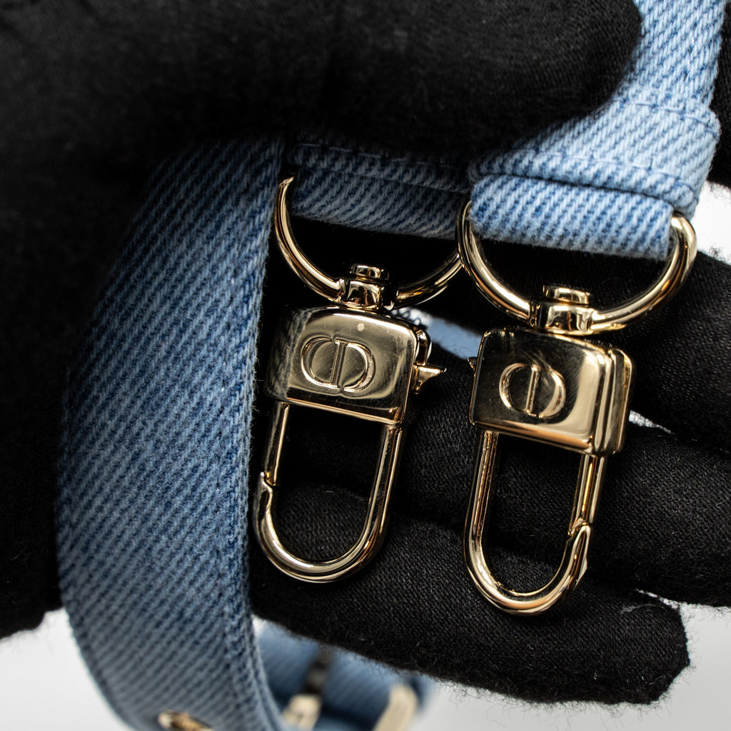 DIOR SMALL LADY D-JOY BAG MACROCANNAGE DENIM BLUE LGHW