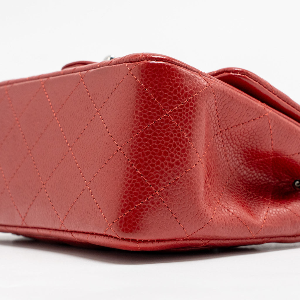 CHANEL MINI SQUARE FLAP BAG CAVIAR RED SHW