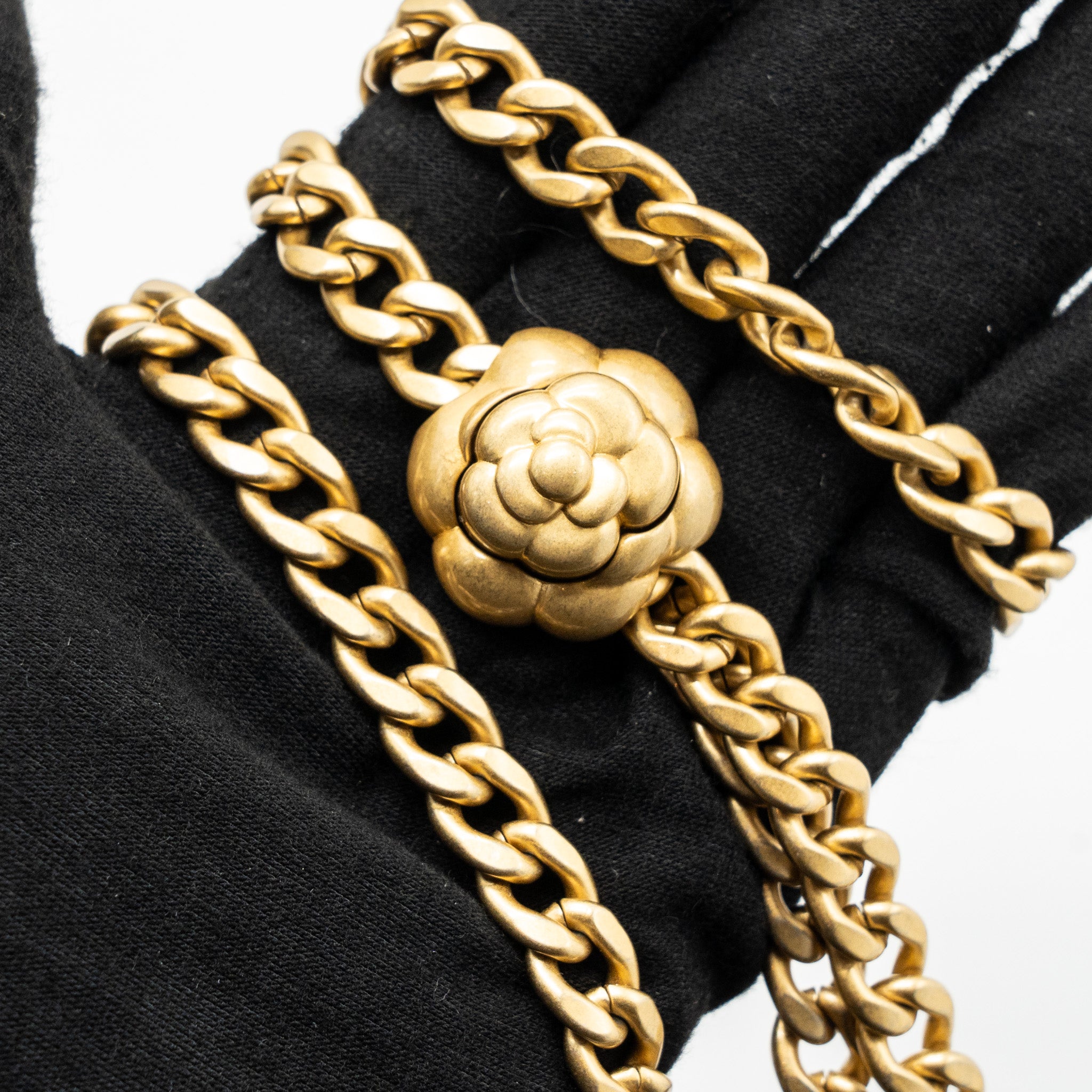 CHANEL CAMELLIA ADJUSTABLE CHAIN MINI SQUARE FLAP BAG LAMBSKIN BLACK GHW (MICROCHIP)