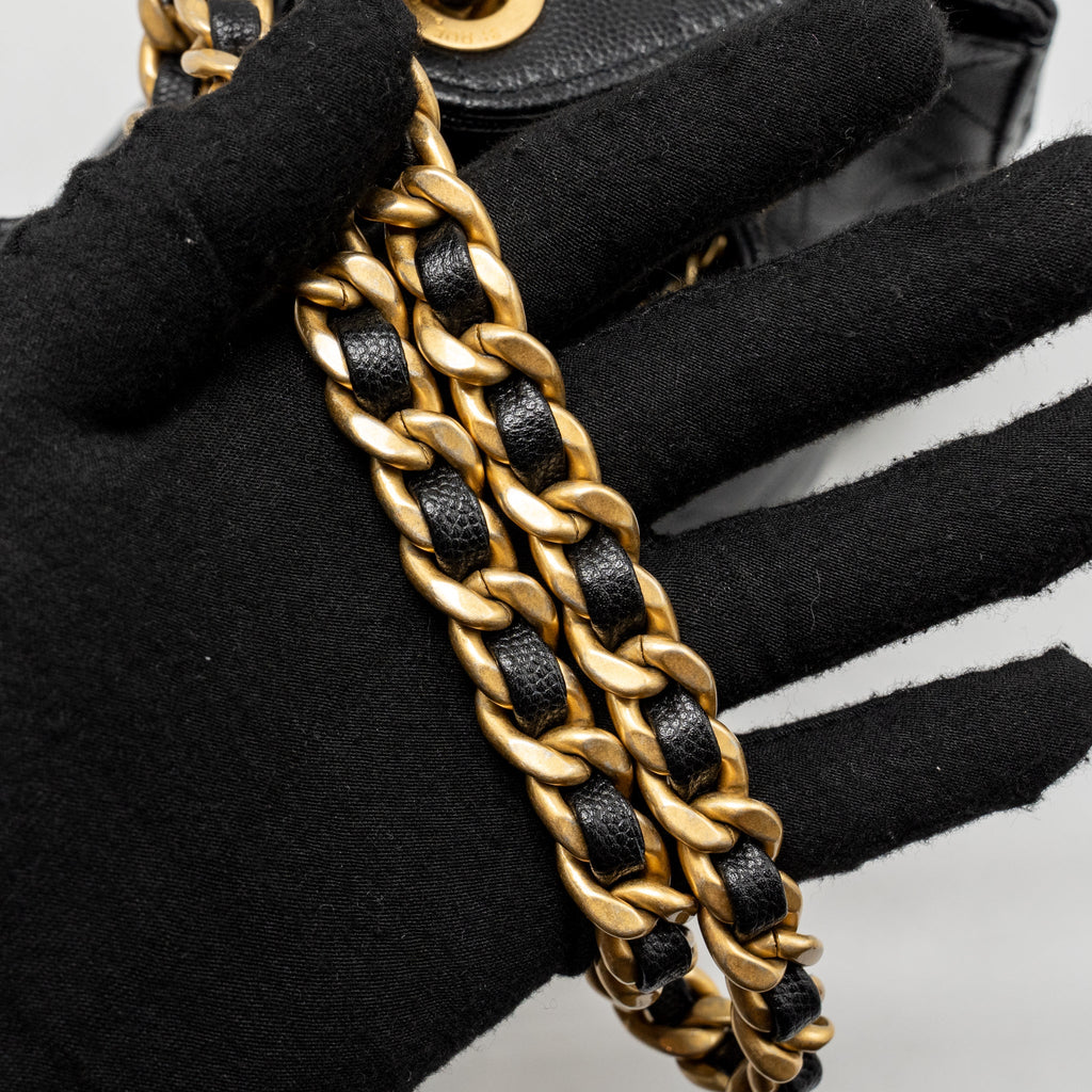 CHANEL SMALL 25 BAG CAVIAR BLACK GHW (MICROCHIP)