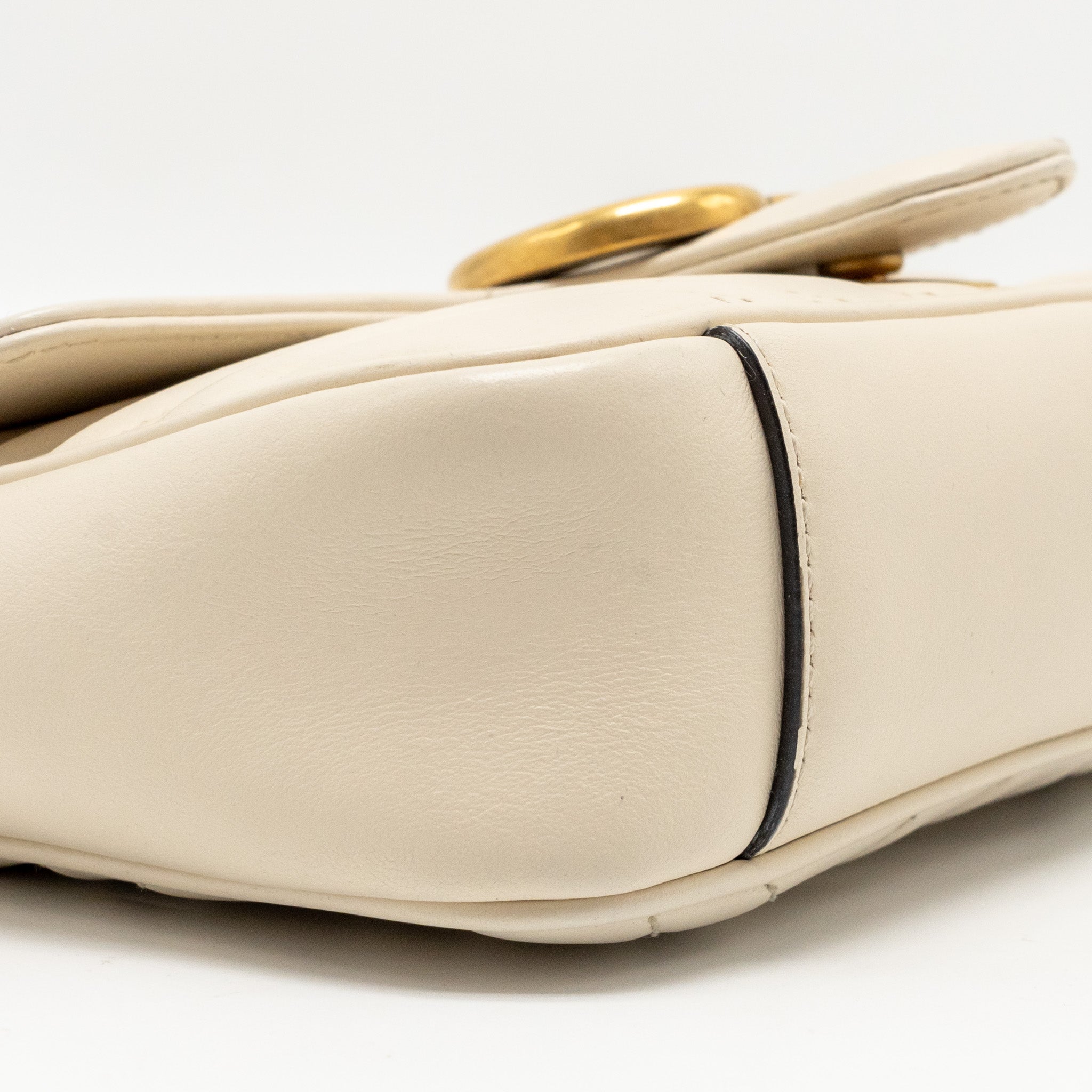 GUCCI MINI GG MARMONT SHOULDER BAG CALFSKIN WHITE GHW