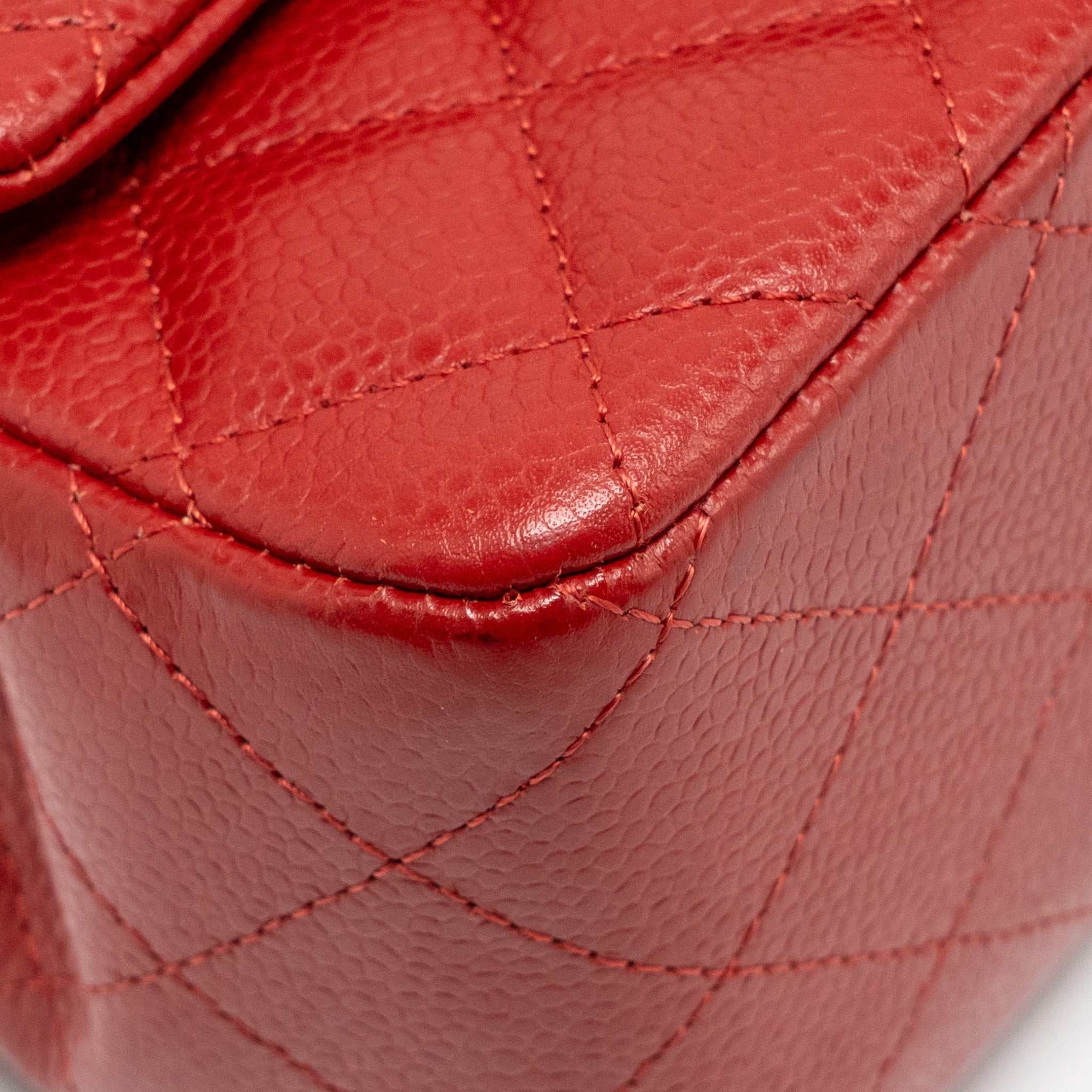 CHANEL MINI SQUARE FLAP BAG CAVIAR RED SHW