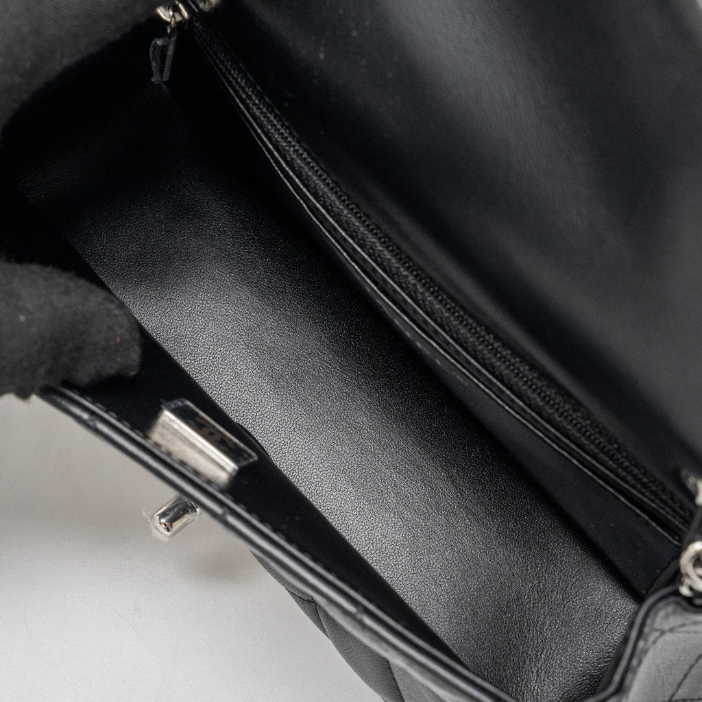 CHANEL MINI RECTANGULAR FLAP BAG LAMBSKIN BLACK SHW (MICROCHIP)