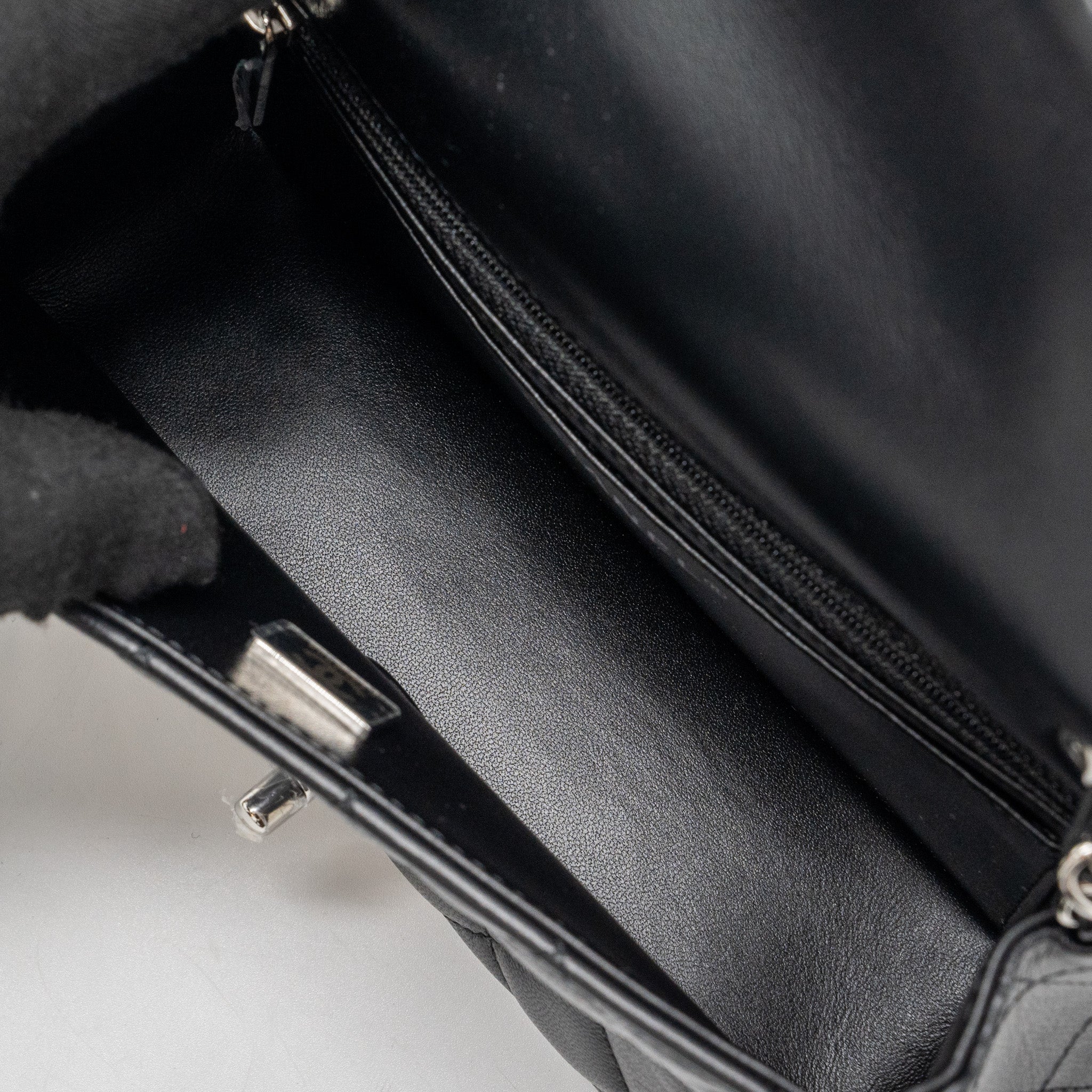 CHANEL MINI RECTANGULAR FLAP BAG LAMBSKIN BLACK SHW (MICROCHIP)