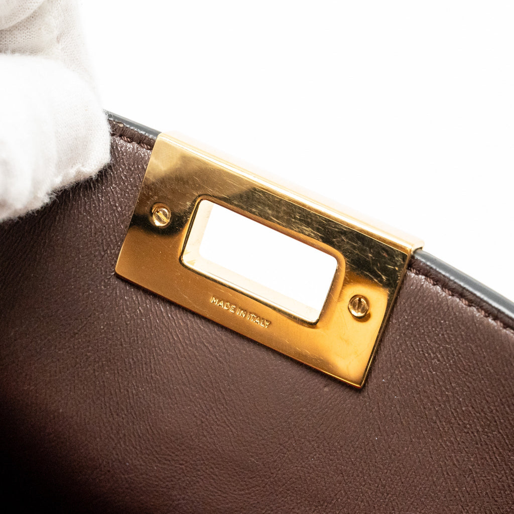 FENDI PEEKABOO X-LITE MEDIUM CALFSKIN BLACK GHW WITH FLOWERLAND STRAP