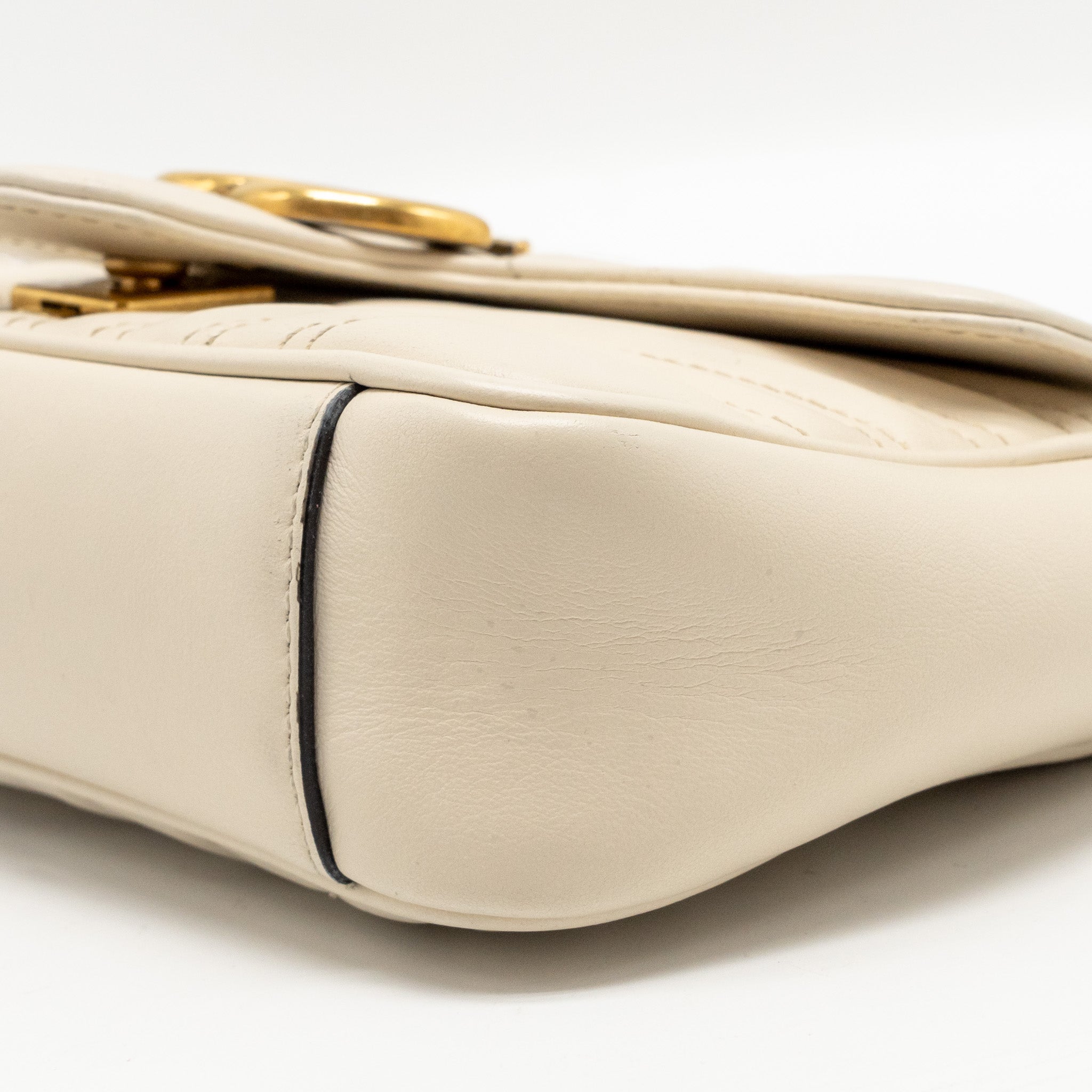 GUCCI MINI GG MARMONT SHOULDER BAG CALFSKIN WHITE GHW