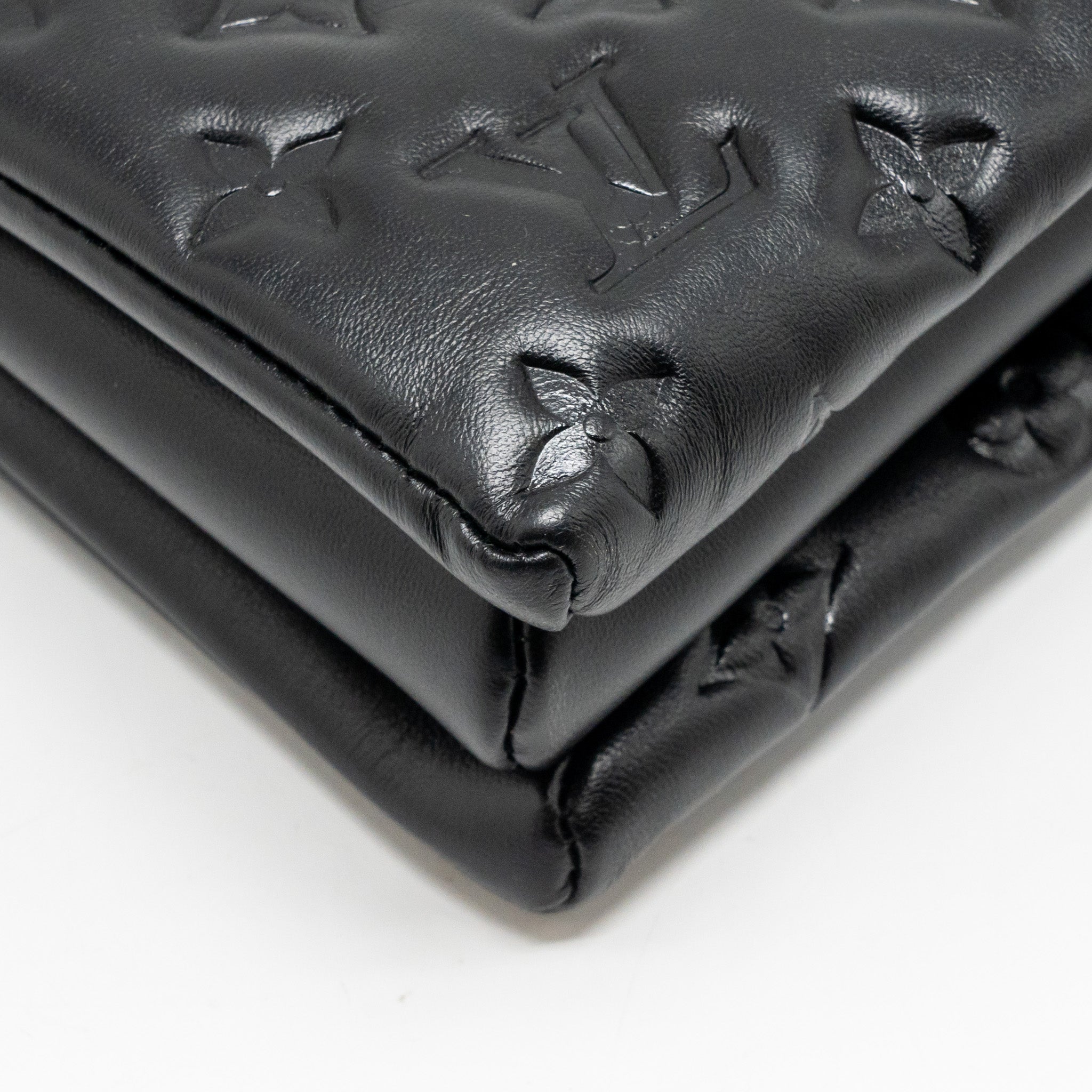 LOUIS VUITTON COUSSIN MM MONOGRAM-EMBOSSED PUFFY LAMBSKIN BLACK GHW