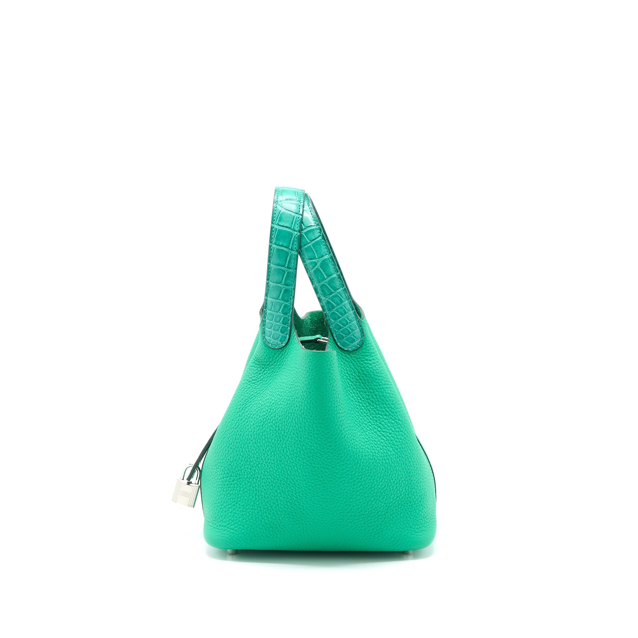HERMES PICOTIN 18 LOCK BAG ALLIGATOR TOUCH CLEMENCE MENTHE/VERT JADE SHW