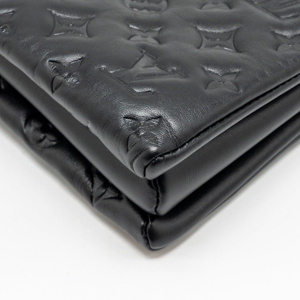 LOUIS VUITTON COUSSIN MM MONOGRAM-EMBOSSED PUFFY LAMBSKIN BLACK GHW