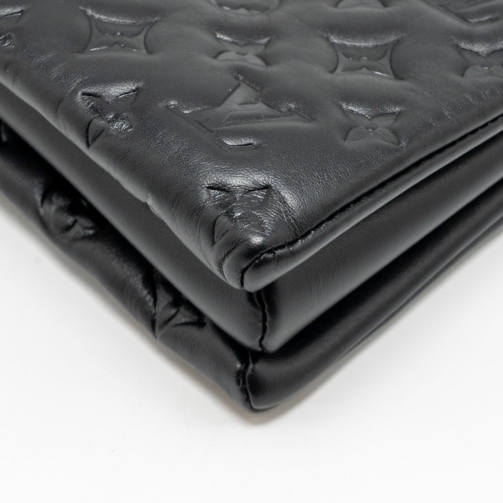 LOUIS VUITTON COUSSIN MM MONOGRAM-EMBOSSED PUFFY LAMBSKIN BLACK GHW