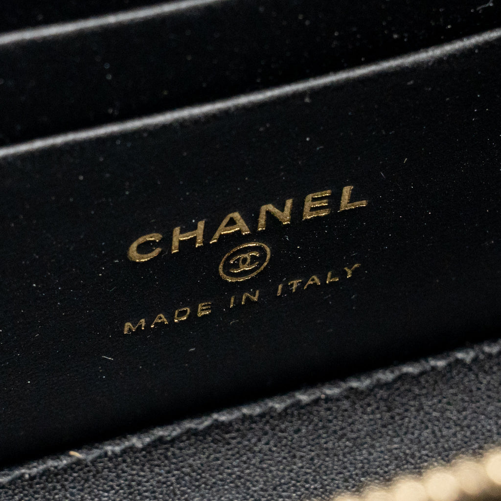 CHANEL COCO LOVE LONG VANITY WITH ADJUSTABLE CHAIN CAVIAR BLACK GHW (MICROCHIP)