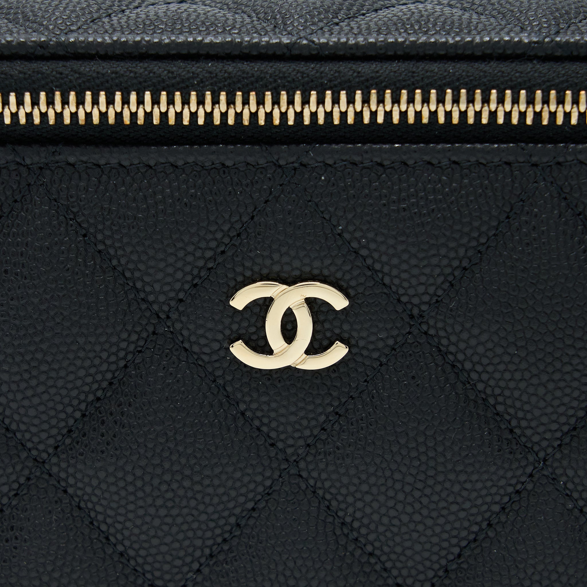 CHANEL LONG VANITY CASE CAVIAR BLACK LGHW