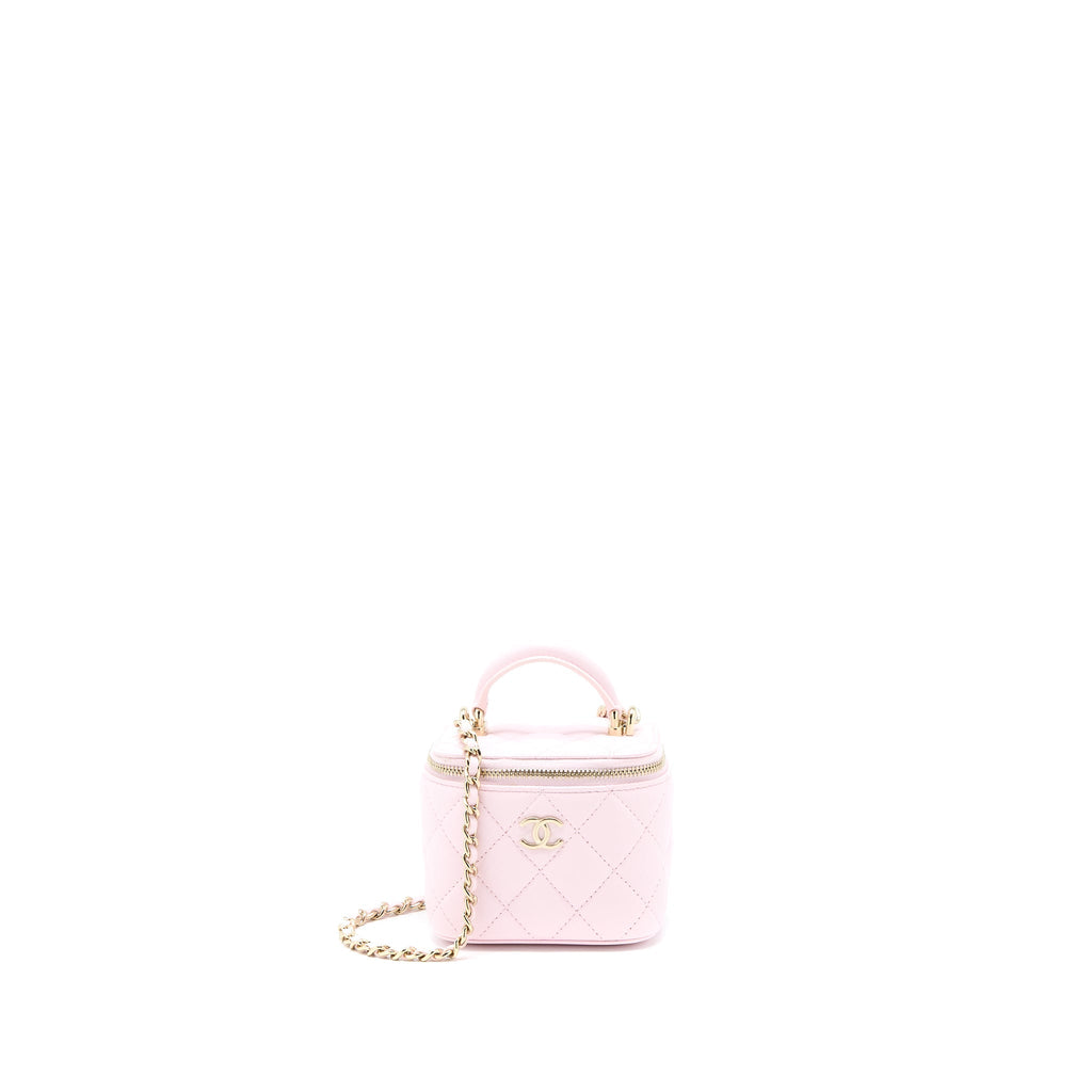 CHANEL TOP HANDLE MINI VANITY LAMBSKIN PINK LGHW