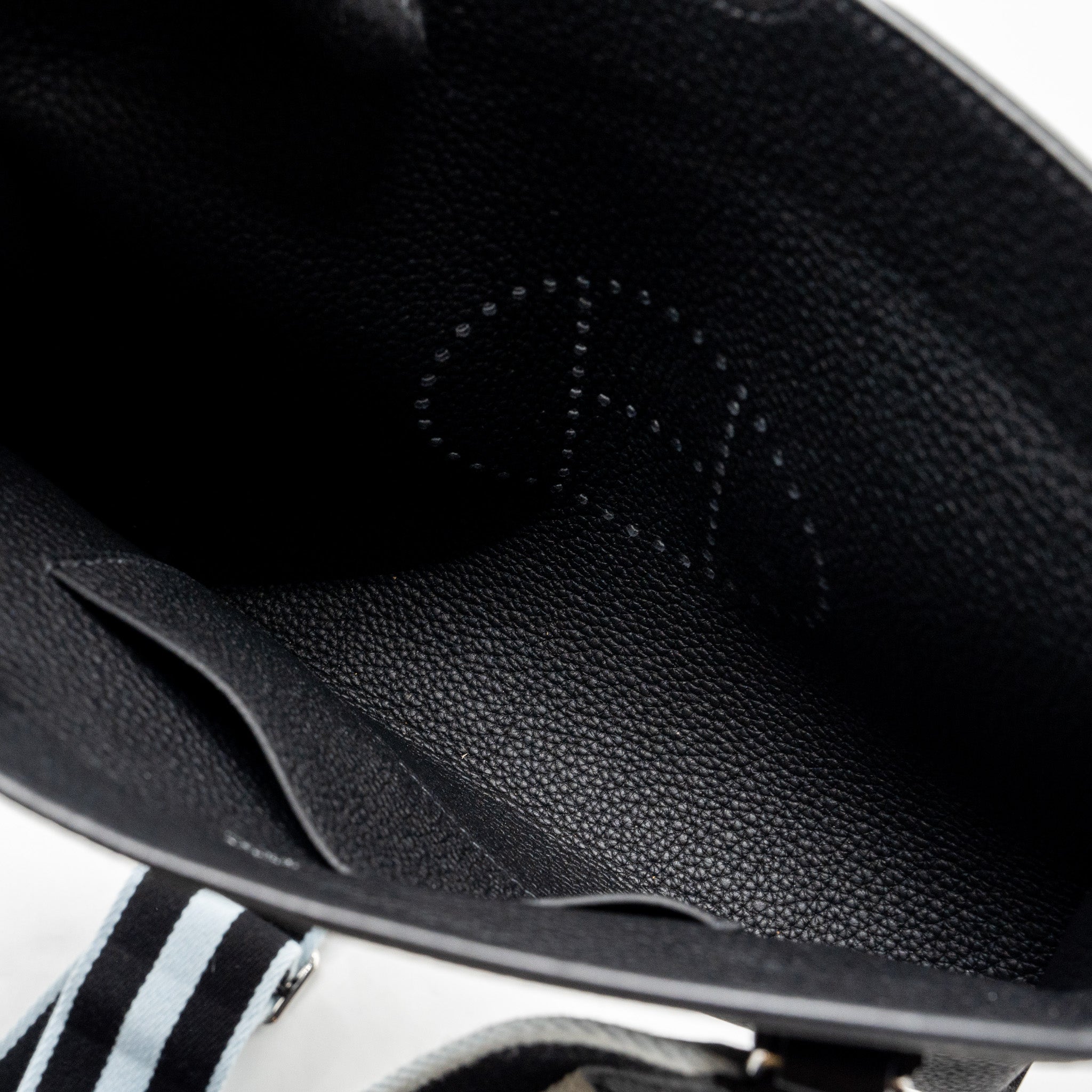 HERMES VIDEPOCHES BAG TOGO BLACK WITH MULTICOLOUR STRAP SHW