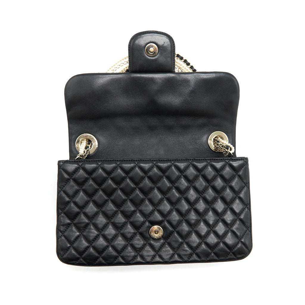 CHANEL WESTMINSTER PEARL SHOULDER BAG LAMBSKIN BLACK SHW