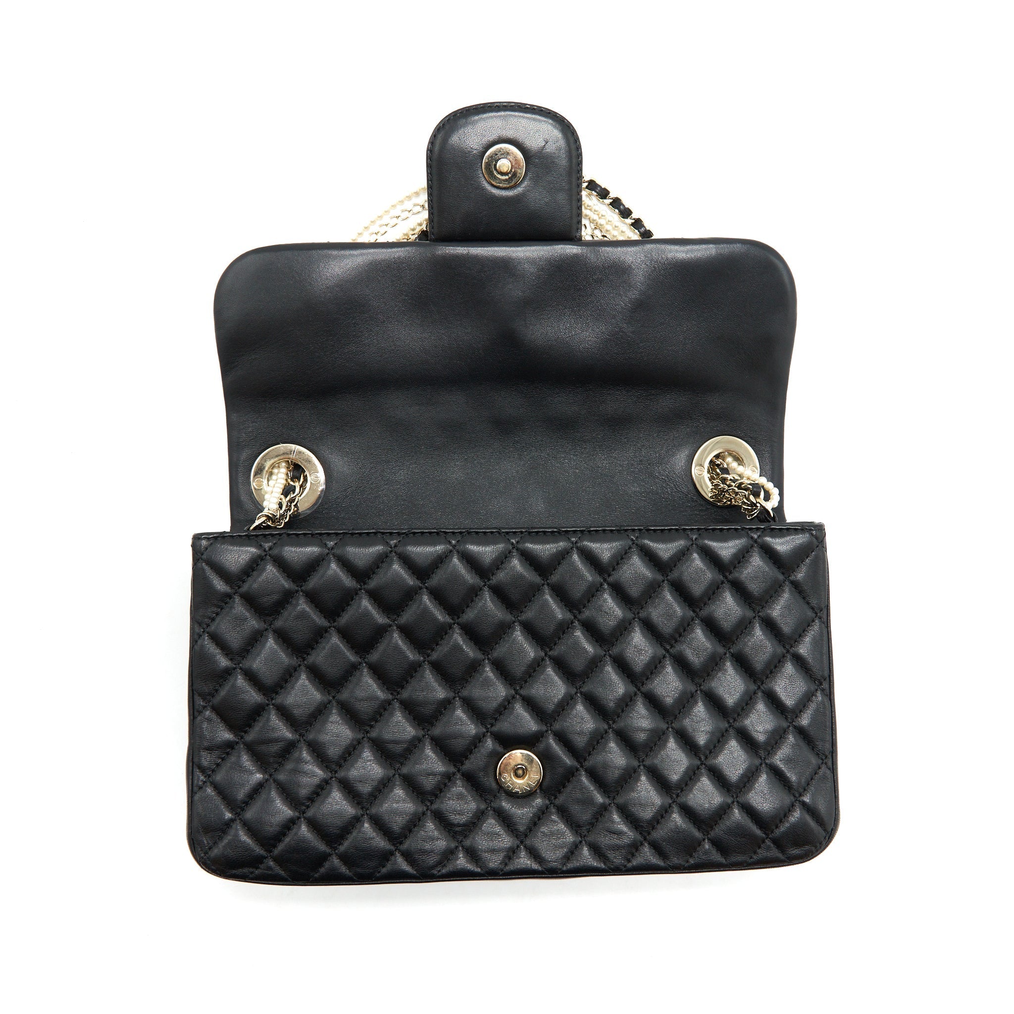CHANEL WESTMINSTER PEARL SHOULDER BAG LAMBSKIN BLACK SHW