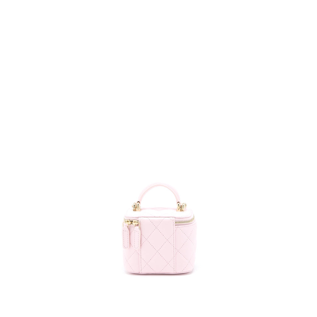 CHANEL TOP HANDLE MINI VANITY LAMBSKIN PINK LGHW