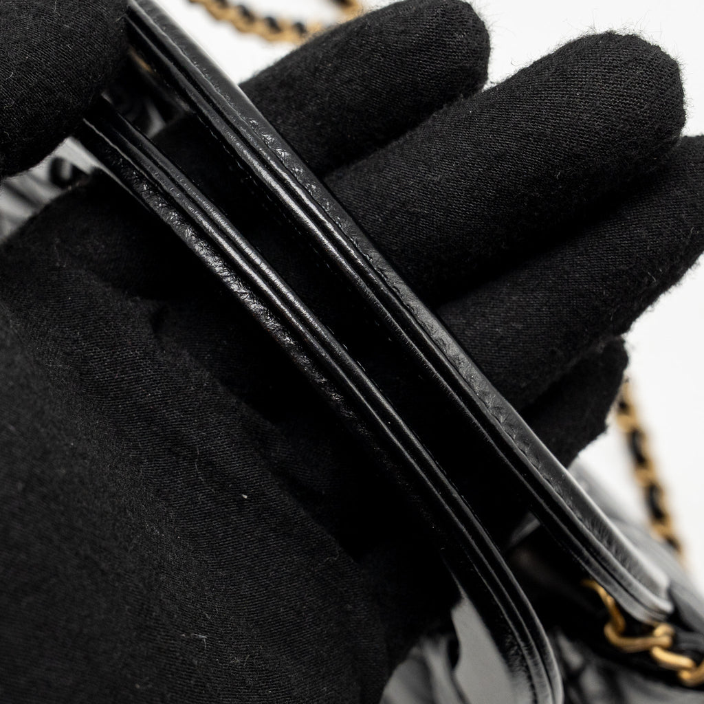 CHANEL MINI KELLY SHOPPING TOTE BAG CALFSKIN BLACK GHW (MICROCHIP)