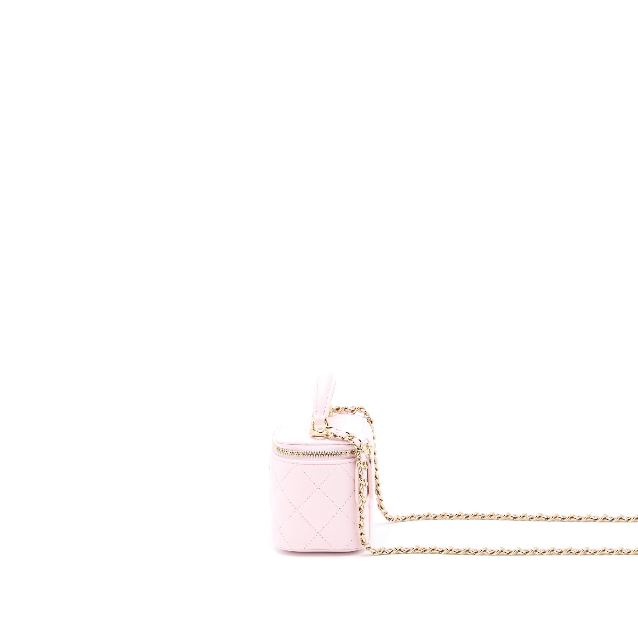 CHANEL TOP HANDLE MINI VANITY LAMBSKIN PINK LGHW