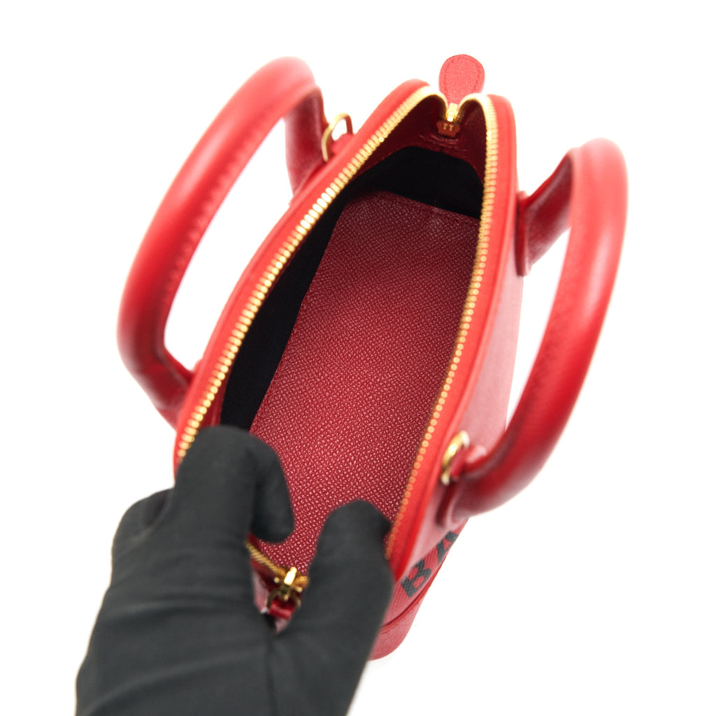 BALENCIAGA VILLE TOP HANDLE TOTE BAG XXS RED