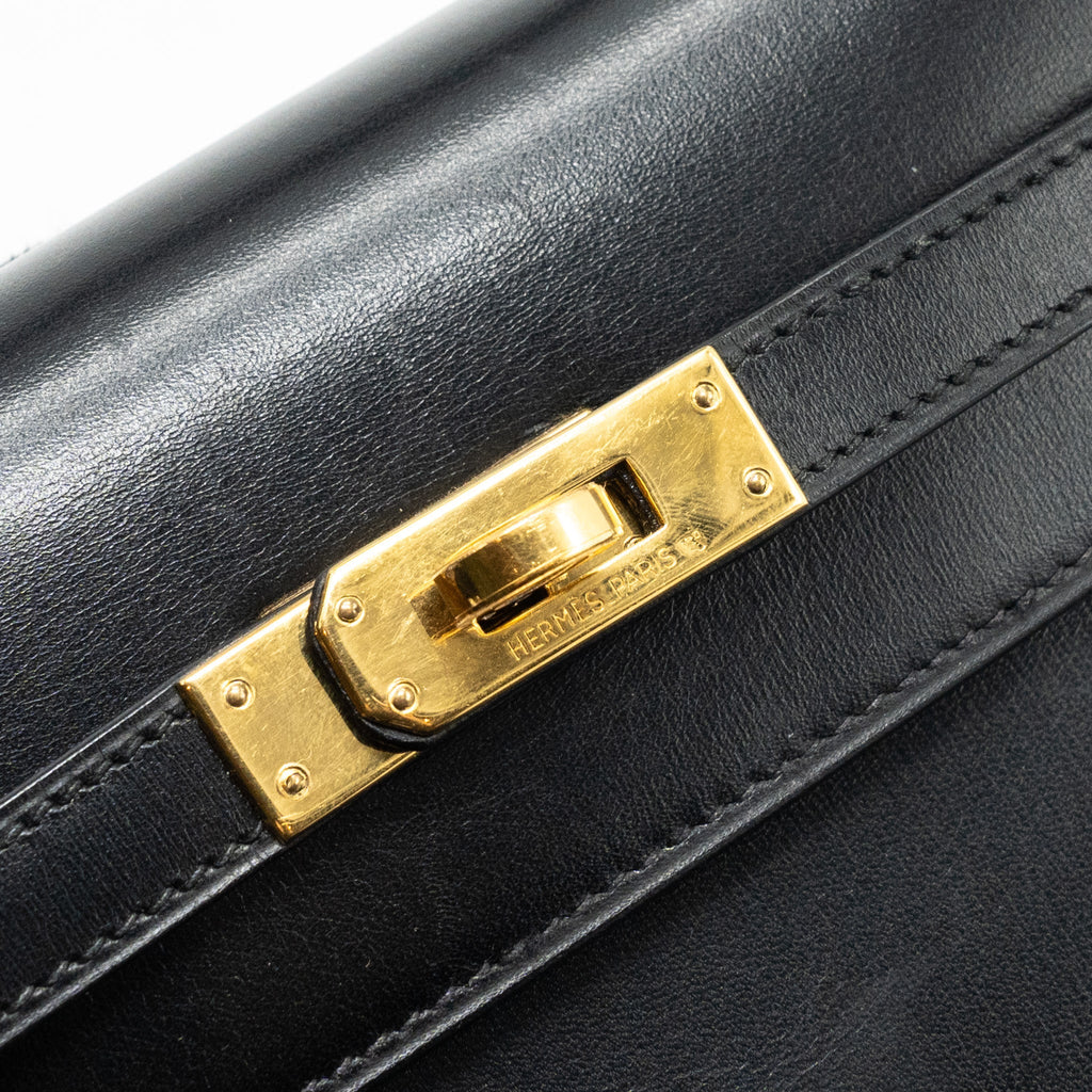 HERMES VINTAGE KELLY 20 BOX CALFSKIN BLACK GHW