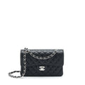 CHANEL SMALL CLASSIC DOUBLE FLAP BAG CAVIAR BLACK SHW (MICROCHIP)