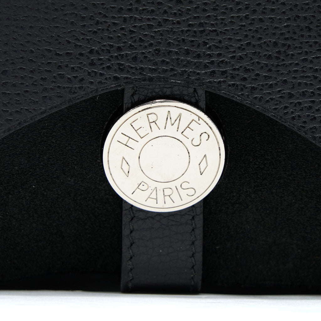 HERMES COLORADO GM BAG VACHE LIEGEE LEATHER / CANVAS BLACK SHW