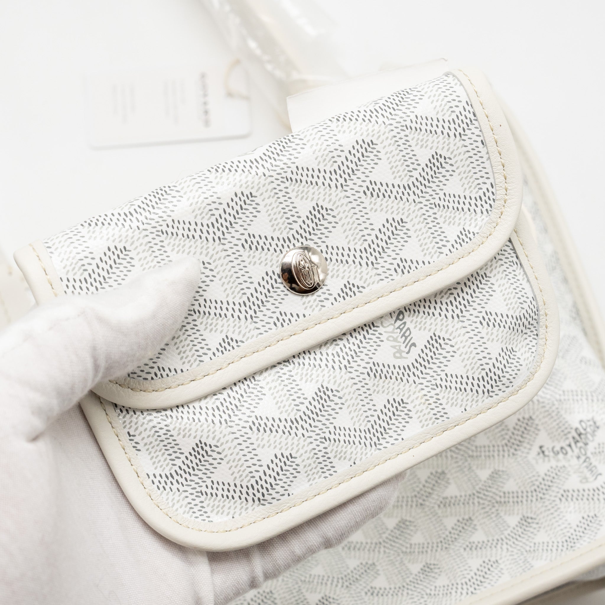 GOYARD MINI ANJOU TOTE BAG GOYARDINE CANVAS/LEATHER WHITE SHW