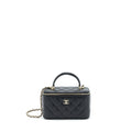 CHANEL TOP HANDLE LONG VANITY LAMBSKIN BLACK LGHW